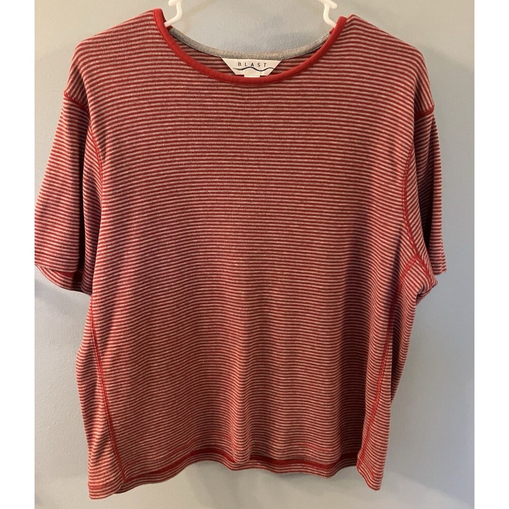 Vintage 90s Blast Womens Striped Red/Gray Top Size XL